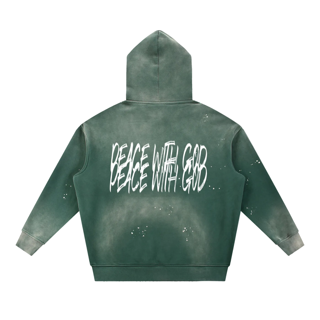 Vintage Washed Frayed Fleece Hoodie
