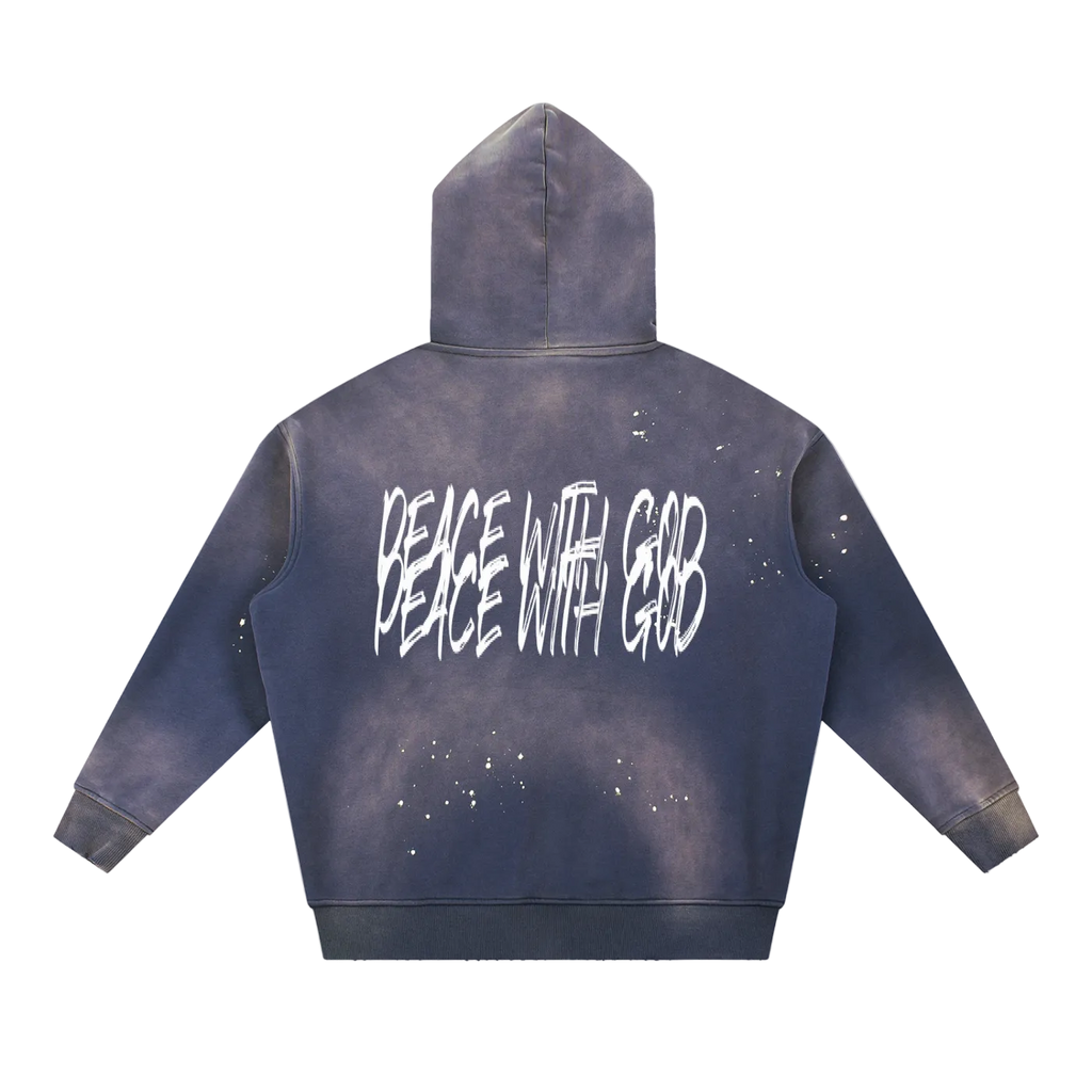 Vintage Washed Frayed Fleece Hoodie