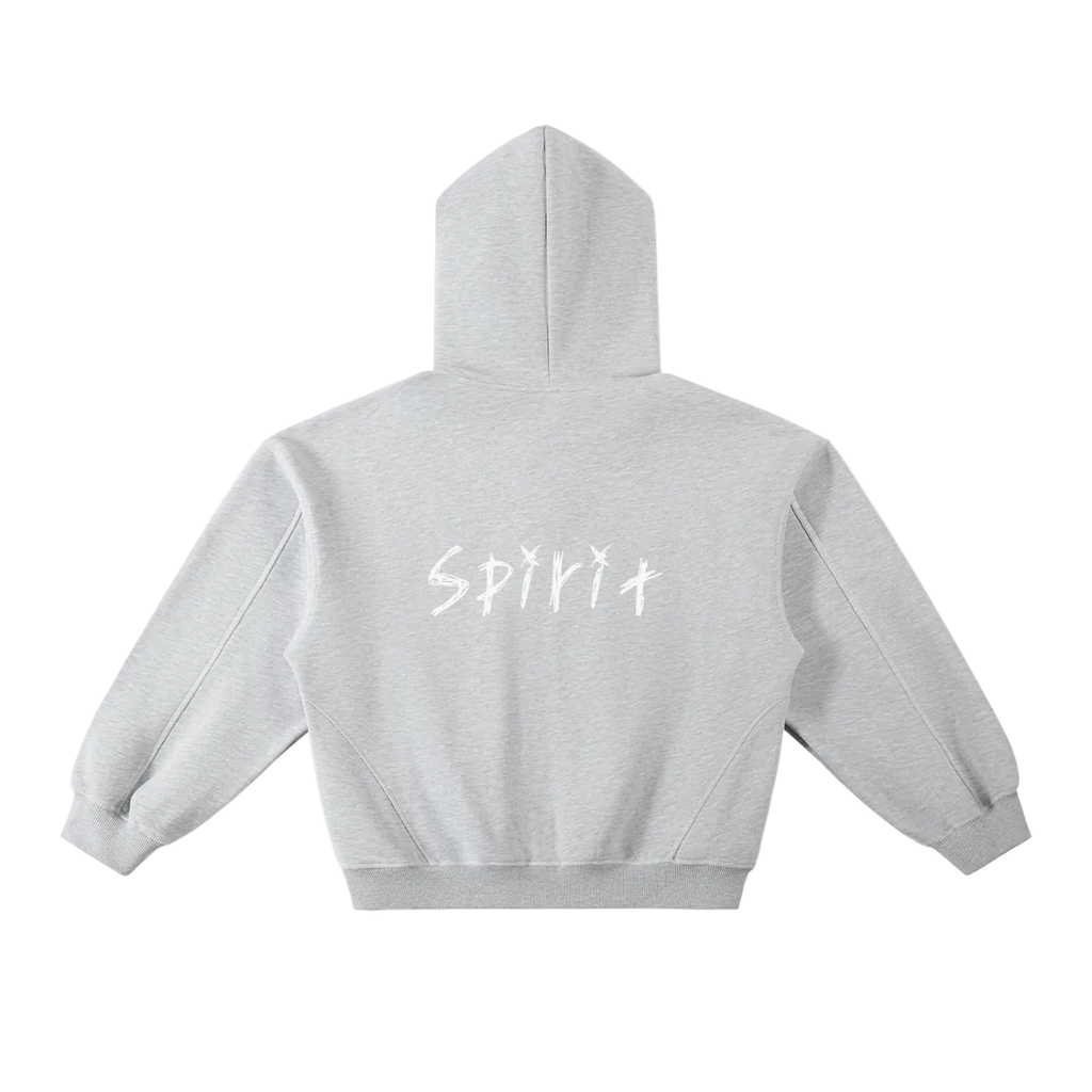 Contrast-Stitched Boxy Fleece Hoodie